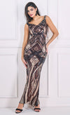 Goddiva Geometric Patterned Sequin Maxi Dress