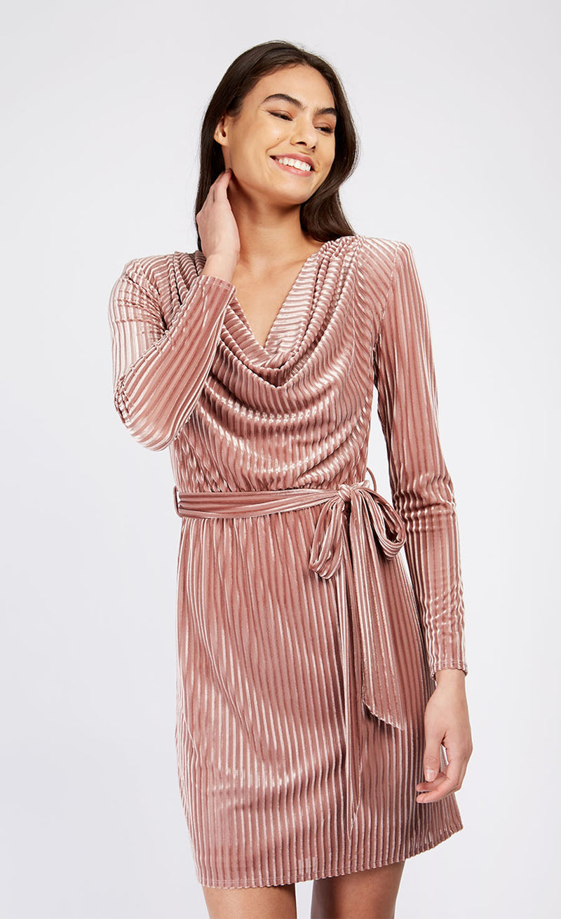 Striped velvet minidress