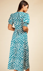 Zebra Print Button Front Midi Dress by Vogue Williams