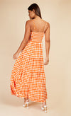 Orange Gingham Tie Front Maxi Dress