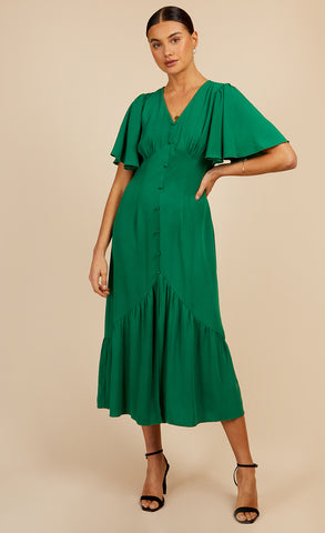 Green Angel Sleeve Midaxi Dress by Vogue Williams – Little Mistress