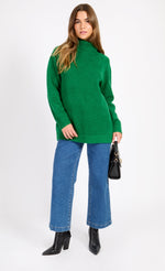 Green Knit Roll Neck Jumper by Vogue Williams