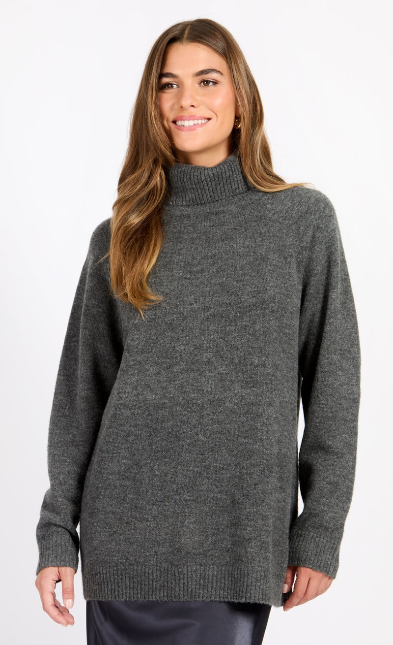 Grey Knit Roll Neck Jumper by Vogue Williams