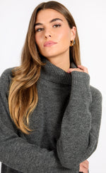 Grey Knit Roll Neck Jumper by Vogue Williams