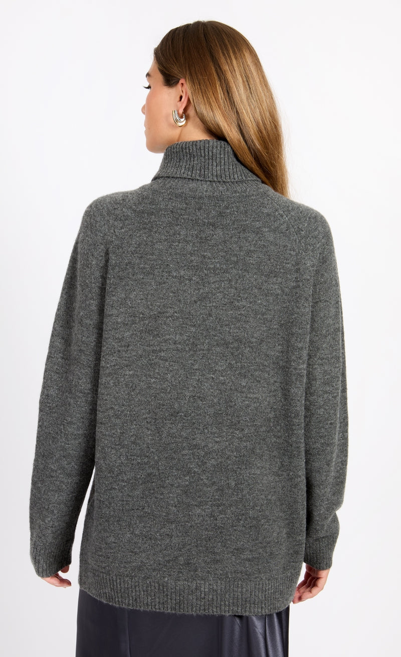 Grey Knit Roll Neck Jumper by Vogue Williams