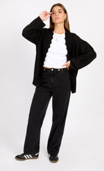 Black Knit Scallop Cardigan by Vogue Williams