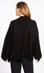 Black Knit Scallop Cardigan by Vogue Williams