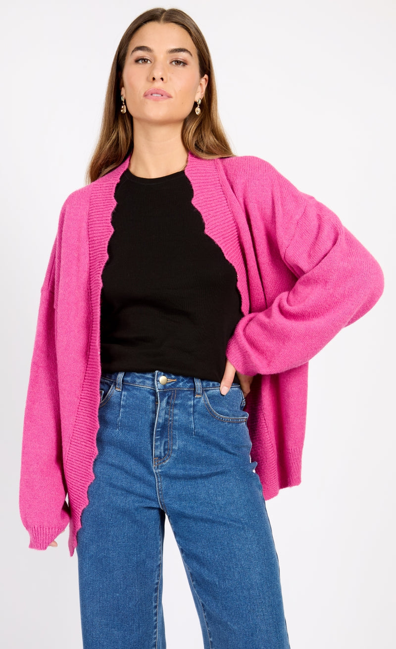 Pink Knit Scallop Cardigan by Vogue Williams