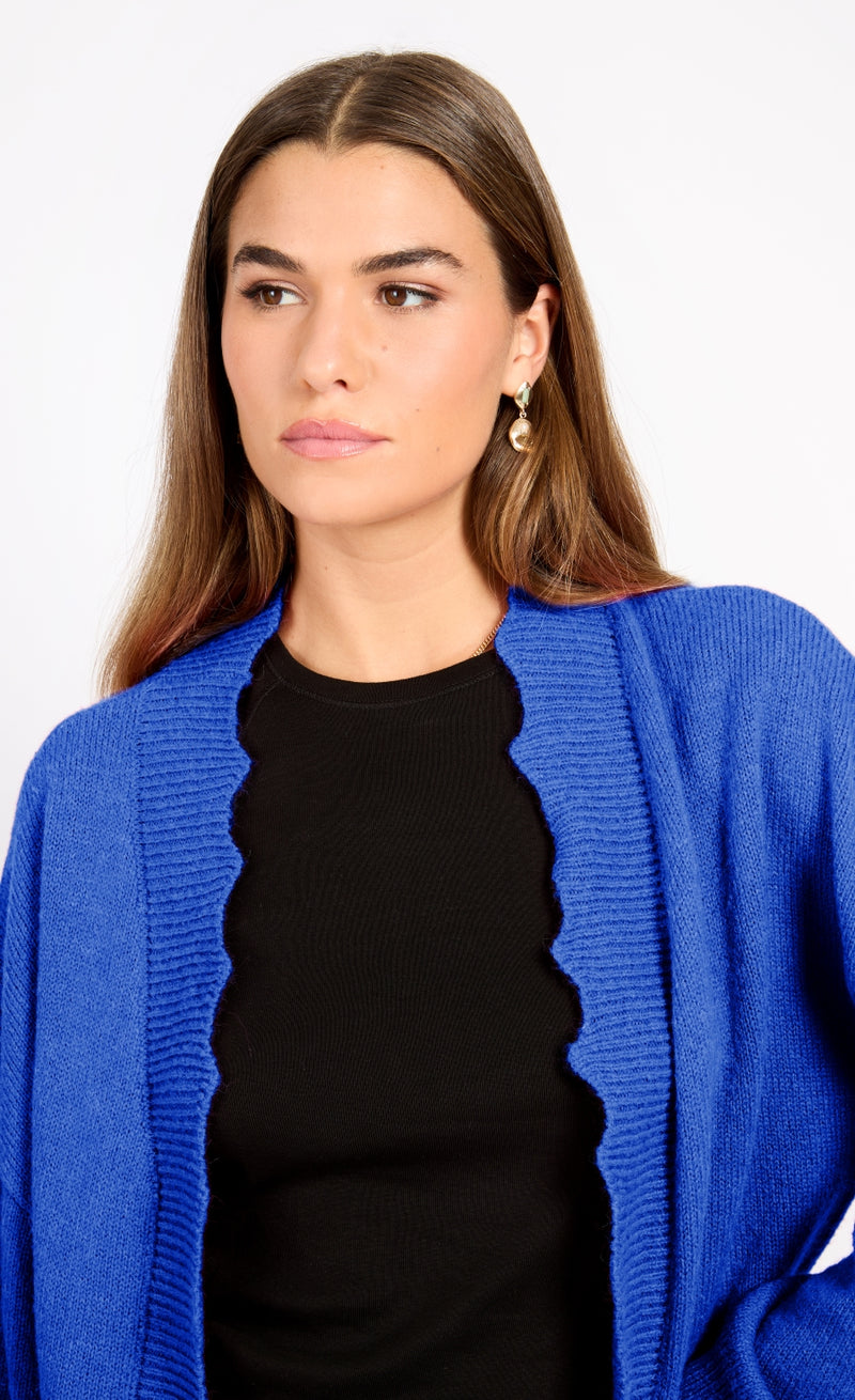 Blue Knit Scallop Cardigan by Vogue Williams