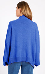 Blue Knit Scallop Cardigan by Vogue Williams