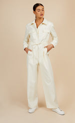 Cream Utility Jumpsuit by Vogue Williams