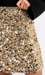 Gold Sequin Mini Skirt by Vogue Williams