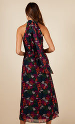 Printed Tie Detail Midaxi Dress