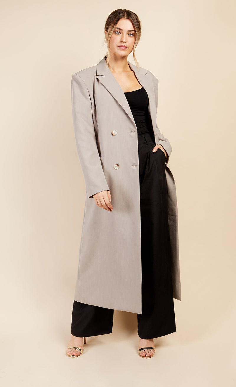 Stone Long Coat by Vogue Williams