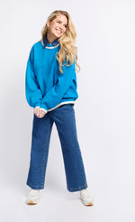 Azure Blue Contrast Knit Jumper by Vogue Williams