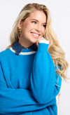 Azure Blue Contrast Knit Jumper by Vogue Williams