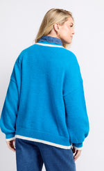 Azure Blue Contrast Knit Jumper by Vogue Williams