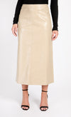 Oatmeal Cracked PU Midaxi Skirt by Vogue Williams