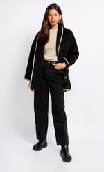 Black Contrast Stitch Trim Jacket by Vogue Williams