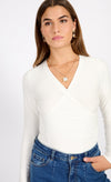 Cream Mock Wrap Top by Vogue Williams