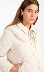 Cream Quilted Collar Detail Jacket by Vogue Williams