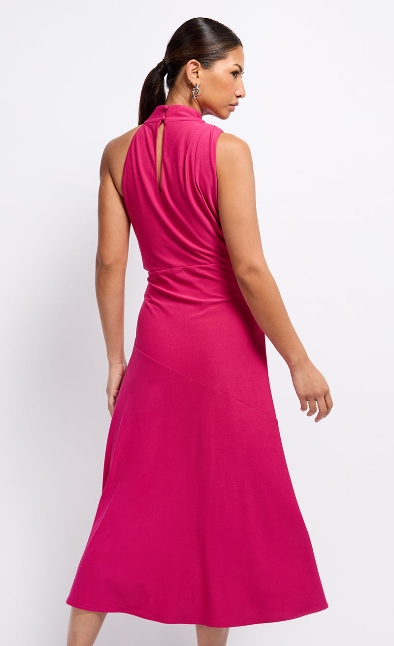 Pink Draped Neck Detail Midaxi Dress by Vogue Williams