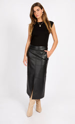 Black PU Midaxi Skirt by Vogue Williams