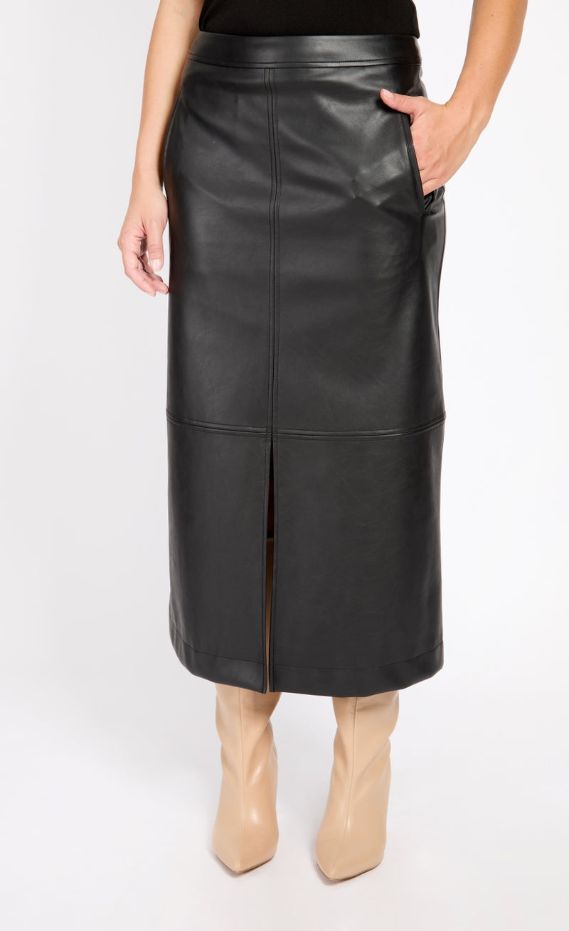 Black PU Midaxi Skirt by Vogue Williams