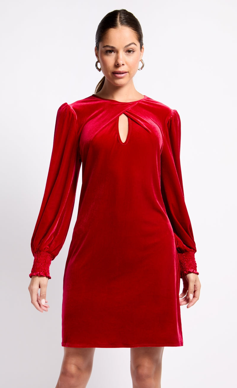 Red Velvet Crossover Detail Mini Dress by Vogue Williams