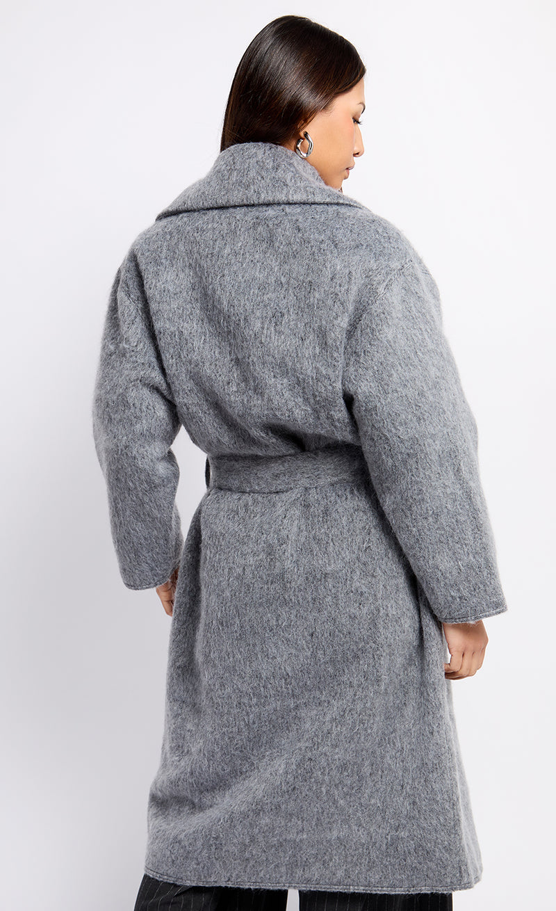 Grey Wool Blend Coat by Vogue Williams