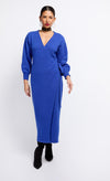 Cobalt Knit Midaxi Wrap Dress by Vogue Williams