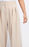 Beige Pleat Wide Leg Trousers by Vogue Williams