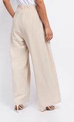 Beige Pleat Wide Leg Trousers by Vogue Williams