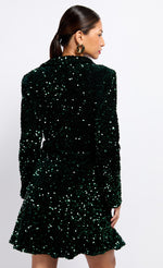 Green Sequin Velvet Mini Dress by Vogue Williams