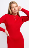 Red Rib Knit Midaxi Bodycon Dress by Vogue Williams