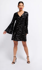 Black Sequin Mini Dress by Vogue Williams