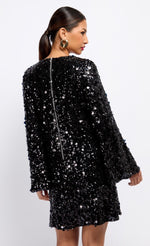 Black Sequin Mini Dress by Vogue Williams