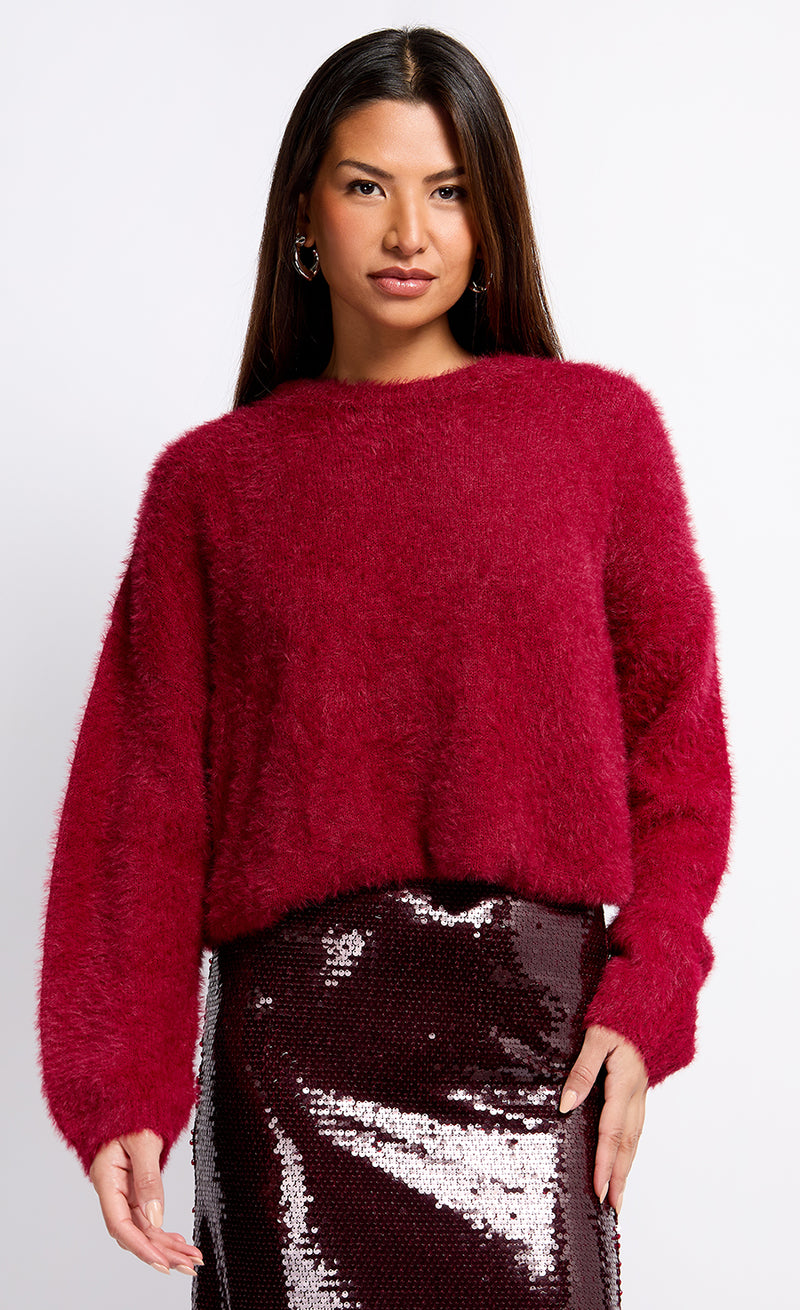 Burgundy Knit Jumper by Vogue Williams