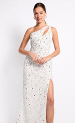 White Embellished One-Shoulder Maxi Dress