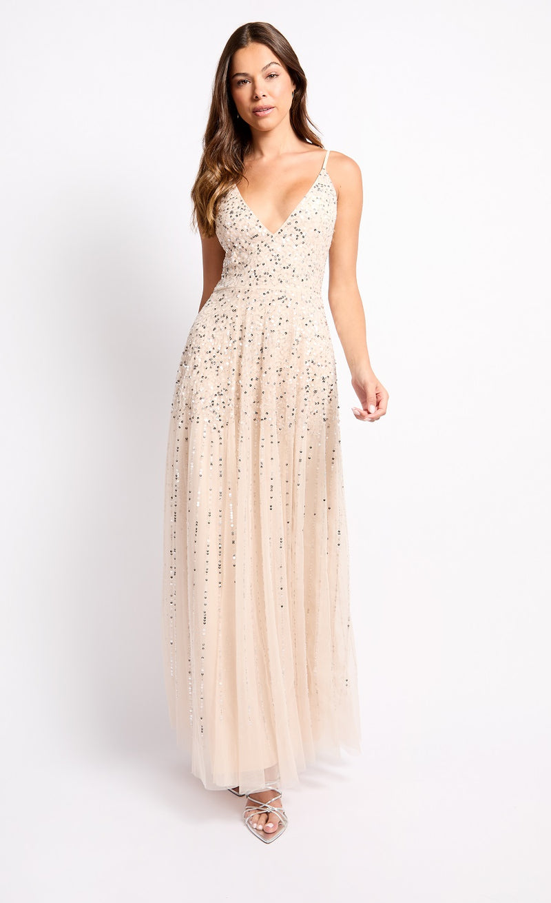 Cream Embellished Maxi Dress