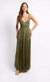 Olive Green Embellished Maxi Dress