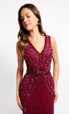 Cherry Red Embellished Deco Maxi Dress