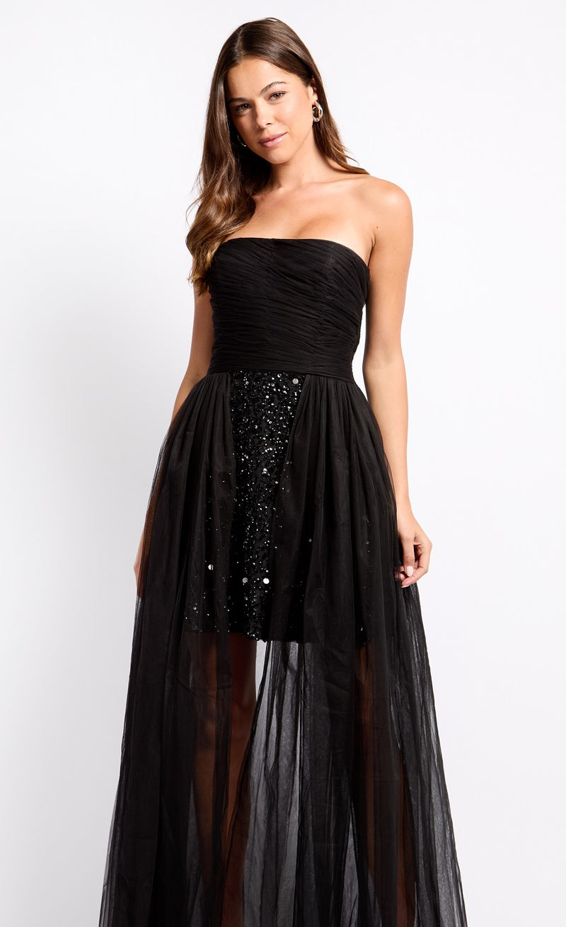 Black Embellished Bandeau Maxi Dress