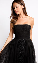 Black Embellished Bandeau Maxi Dress