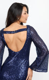 Navy Sequin Backless Mini Dress by Chloe Lewis