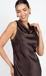 Chocolate Satin Mini Dress by Chloe Lewis