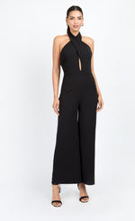 Black Bow Back Halter Jumpsuit by Chloe Lewis