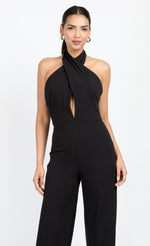 Black Bow Back Halter Jumpsuit by Chloe Lewis