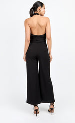 Black Bow Back Halter Jumpsuit by Chloe Lewis