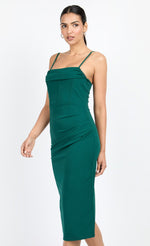 Emerald Green Corset Detail Midi Dress by Chloe Lewis